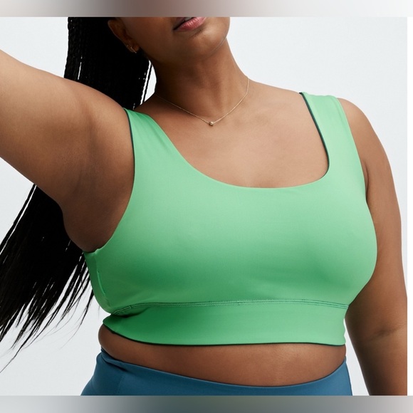 Fabletics Midnight Teal/Spring Leaf Harlow Reversible Medium Impact Sports Bra - Picture 2 of 8